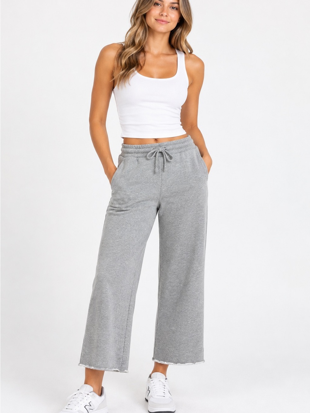 J.Crew Gray Wide Leg Raw Hem Sweatpants Size Medium